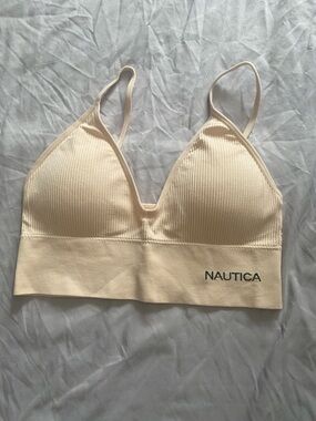 Nautica Ribbed Light Cream/Pink Bralette with Logo